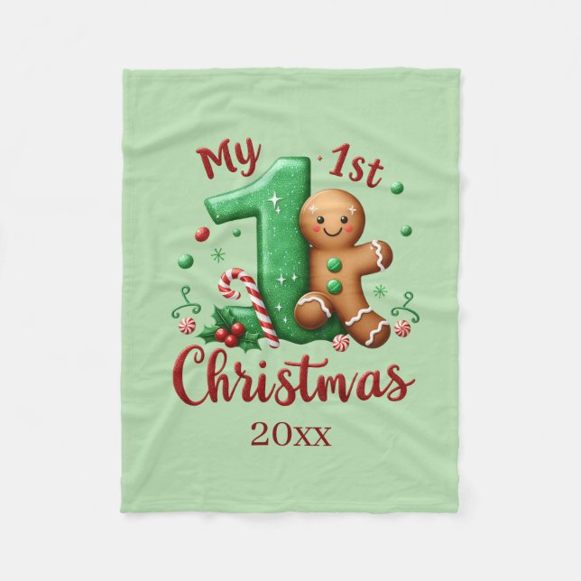 Couverture Polaire Premier Noël ajouter année bébé  (Devant)