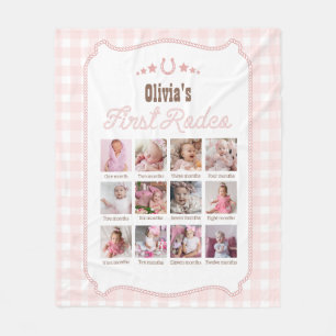 Couverture Polaire Premier Rodéo 1er Anniversaire Rose Signe Photo We