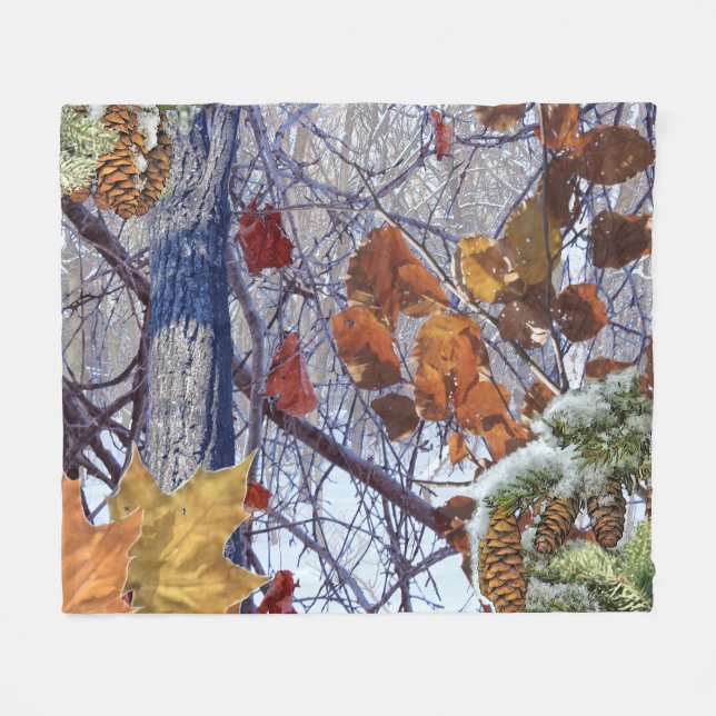 Couverture Polaire Première scène d'hiver de neige Camouflage peintur (Devant (Horizontal))