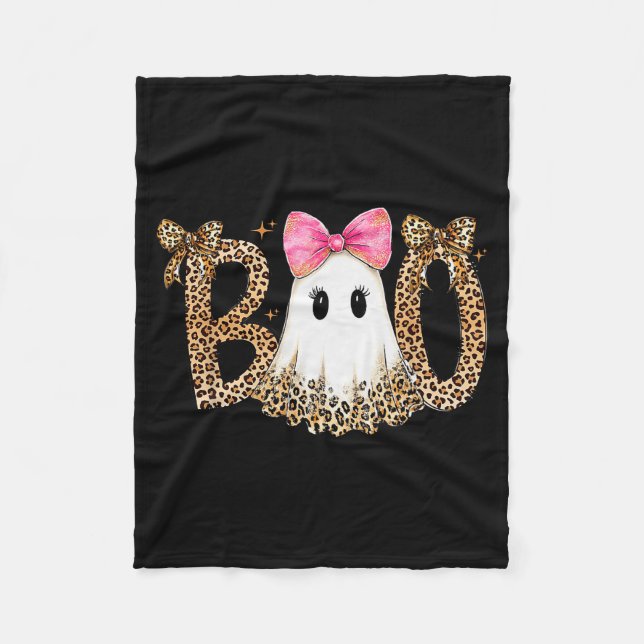Couverture Polaire Preppy Ghost Boo,leopard Soky Coquette,halloween F (Devant)