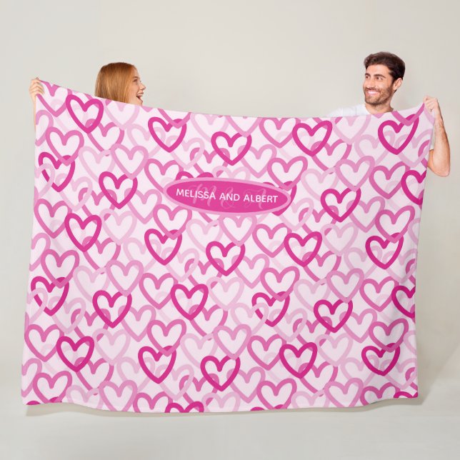 Couverture Polaire Preppy Hearts Pink (En situation)