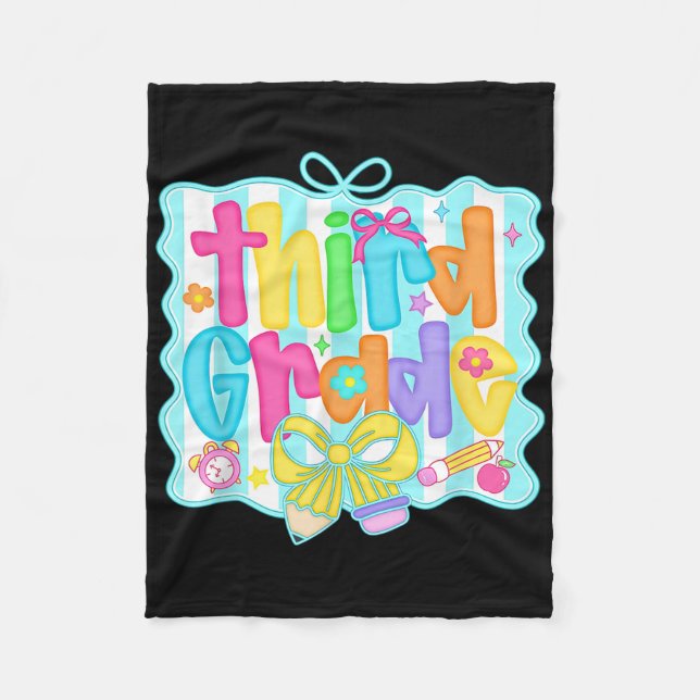 Couverture Polaire Preppy Third 3rd Grade Teacher Team Bow Back To Sc (Devant)