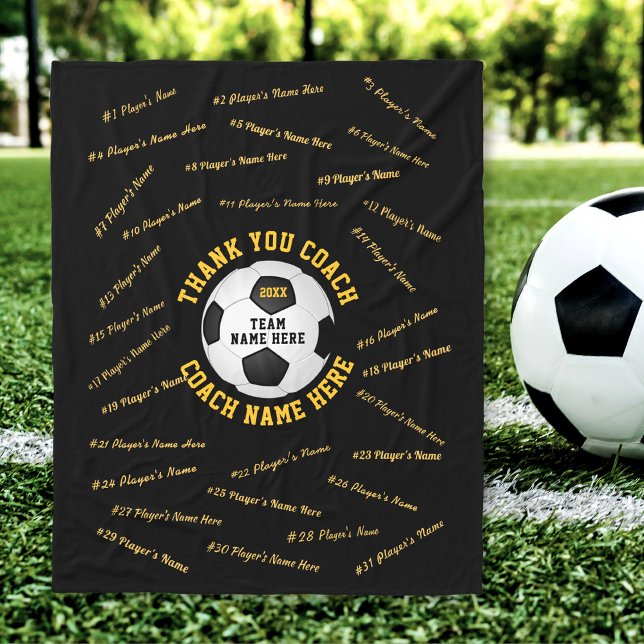 Couverture Polaire Présents pour les entraîneurs de football, TOUS le (Black and Gold, Soccer Blanket. Great gifts for soccer coaches. Personalized soccer coach gifts. )
