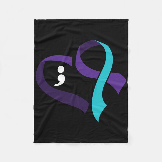 Couverture Polaire Prévention du suicide Coeur Semicolon Santé mental (Devant)