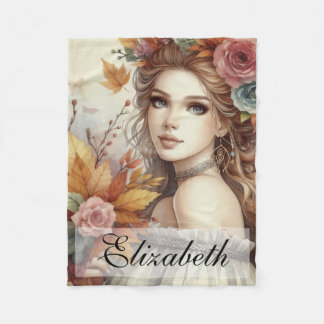 Couverture Polaire Princesse de automne vintage avec feuilles d'autom