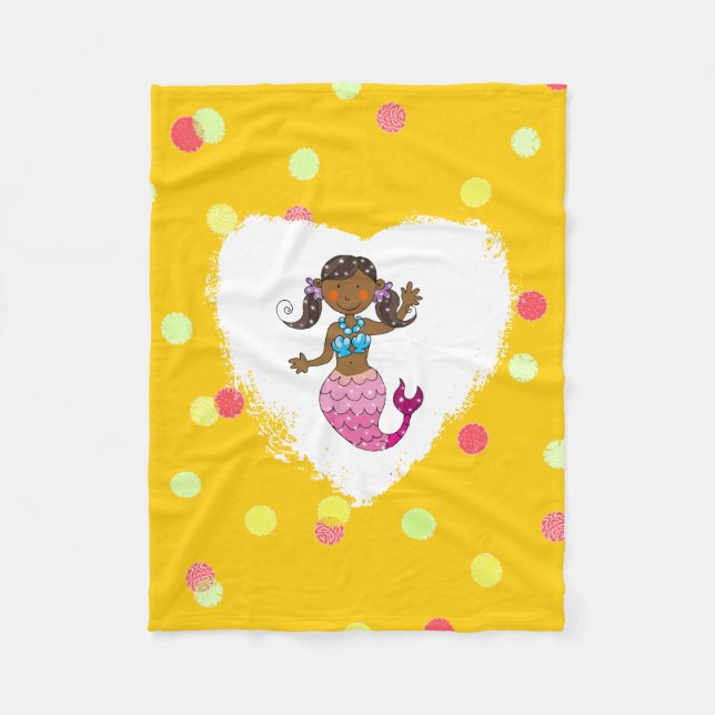 Couverture Polaire princesse mignonne de sirène de mer (cheveux (Devant)