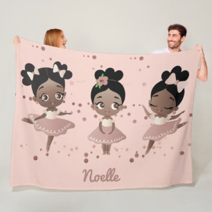 Couverture Polaire Princesses Ballerina afro-américaines, rose