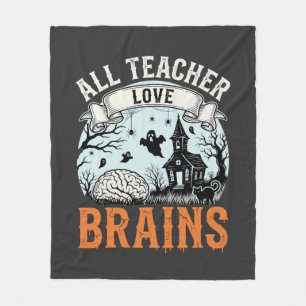 Couverture Polaire Professeur Halloween Amour Cerveaux Classe Hauntée