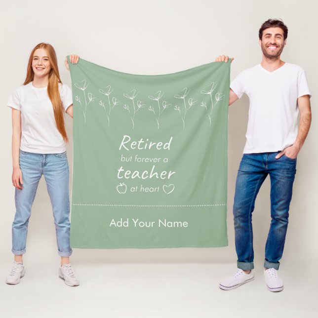 Couverture Polaire Professeur retraité personnalisé Sage Vert Blanc (En situation)