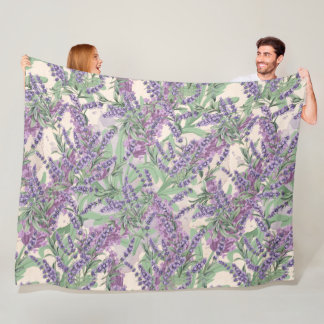 Couverture Polaire Profusion de Lavande Poussiéreuse Lavande Floral R
