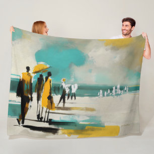 Couverture Polaire Promenade ensoleillée – Figures abstraites dans un