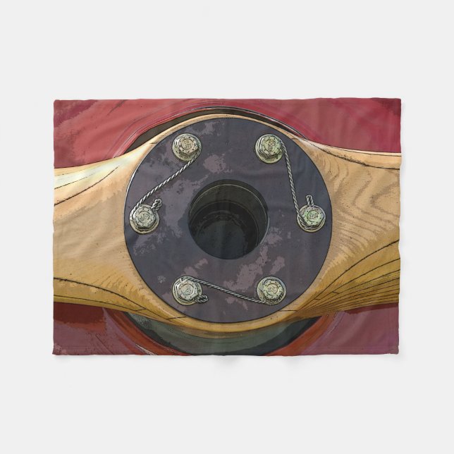 Couverture Polaire Propulseur en bois de l'avion rouge (Devant (Horizontal))