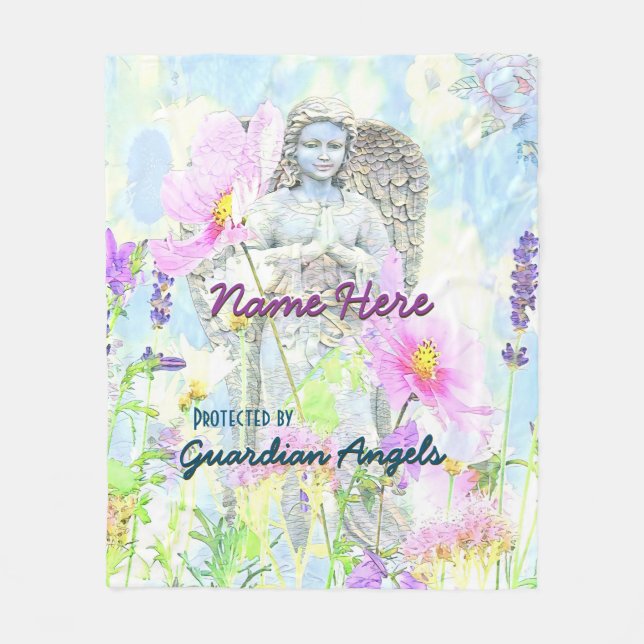 Couverture Polaire Protégé par l'aquarelle d'anges gardien (Devant)