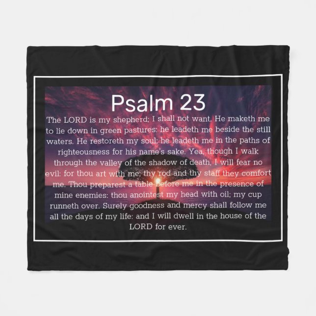 Couverture Polaire Psaume 23 KJV Christian Blanket (Devant (Horizontal))