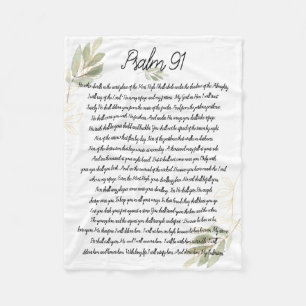 Couverture Polaire Psaume 91 Bible Art Soft Green Feuille Christian