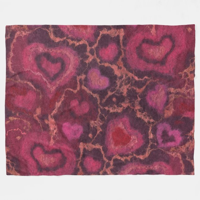 Couverture Polaire Puffy coeur romantique amour rose rouge valentines (Devant (Horizontal))