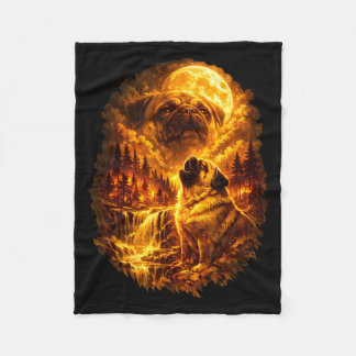 Couverture Polaire Pug howling at moon dramatic full moon 