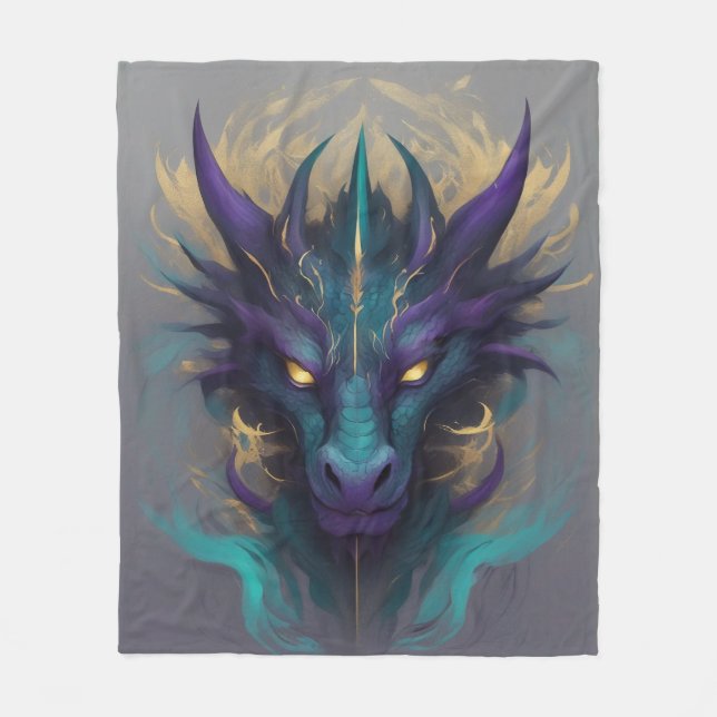 Couverture Polaire Puissante tête de dragon mythique (Devant)