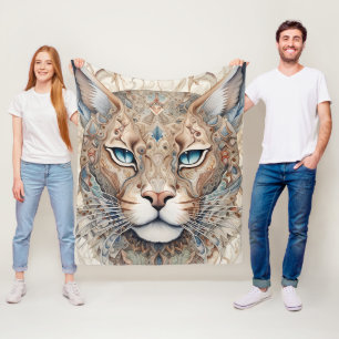 Couverture Polaire Puma Face Surreal Art