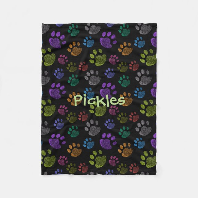 Couverture Polaire Pup Paw Fleece Blanche Chien, Petit (Devant)