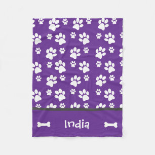 Couverture Polaire Puppy Chien Personnalisé Empreinte de patte Blanke