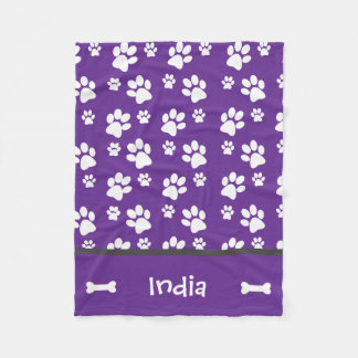 Couverture Polaire Puppy Chien Personnalisé Empreinte de patte Blanke