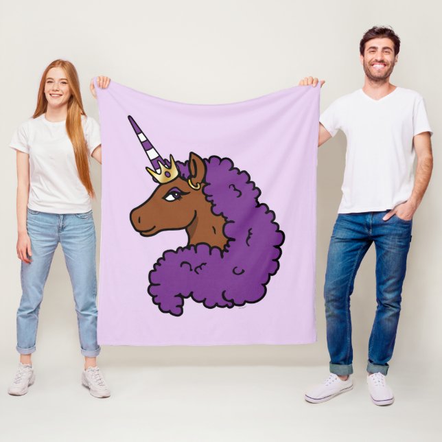 Couverture Polaire Purple Afro Unicorn (En situation)