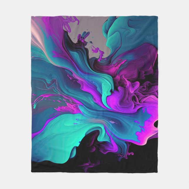 Couverture Polaire Purple Aqua Turquoise Belle Flûte Abstraite (Devant)