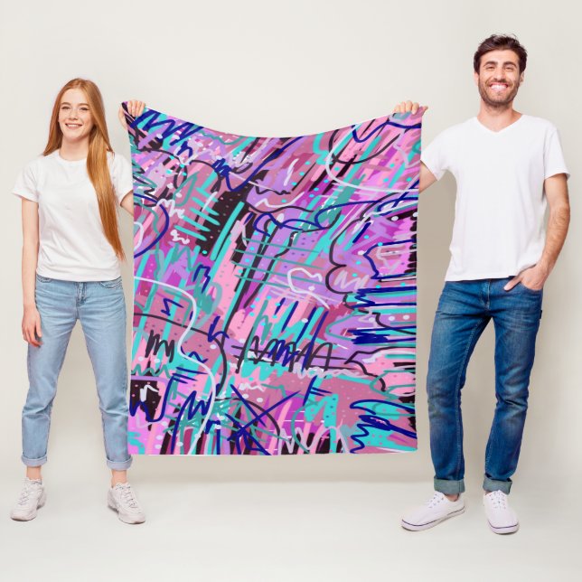 Couverture Polaire Purple Dream Expressive Impression Abstraite (En situation)