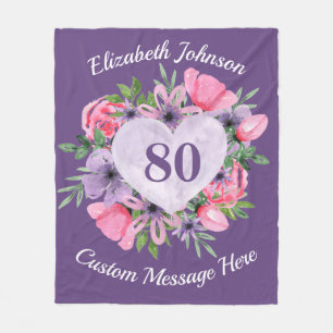 Couverture Polaire Purple floral - 80e anniversaire de naissance des