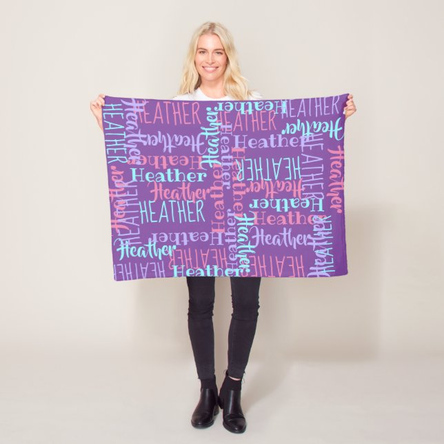 Couverture Polaire Purple Girls Nom personnalisé personnalisé (En situation)