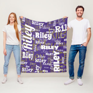 Couverture Polaire Purple Gold Nom Répéter la typographie Équipe spor