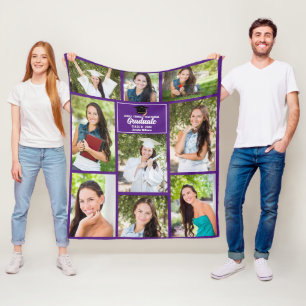 Couverture Polaire Purple Graduate Photo Collage Graduation Cadeau