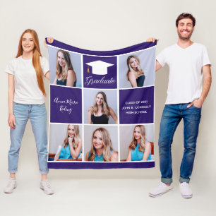 Couverture Polaire Purple Graduation Senior Photo Collage personnalis