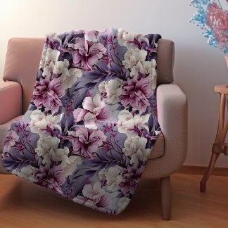 COUVERTURE POLAIRE PURPLE LIT FLORAL