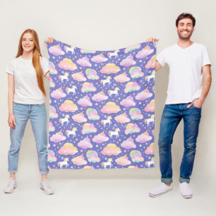 Couverture Polaire Purple mignon arc-en-ciel licorne anniversaire fil