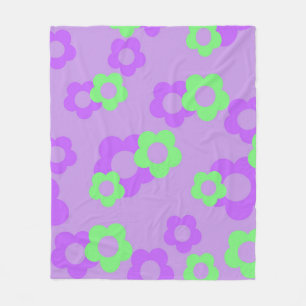 Couverture Polaire Purple néon vert Tropical Floral Printemps botaniq