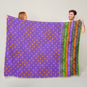 COUVERTURE POLAIRE PURPLE ORANGE HALLOWEWEEN POIS VERT NOIR