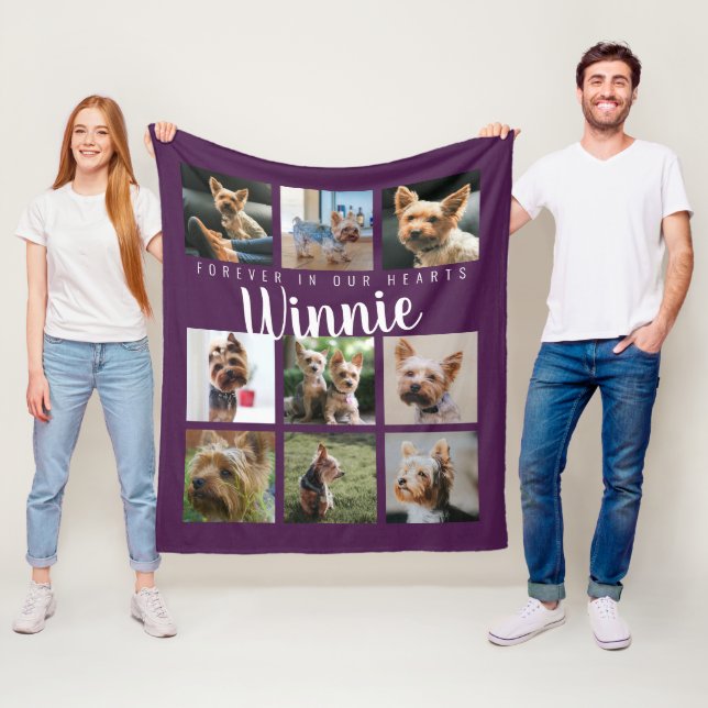 Couverture Polaire Purple Pet Photo Collage Nom de conservation de mé (En situation)