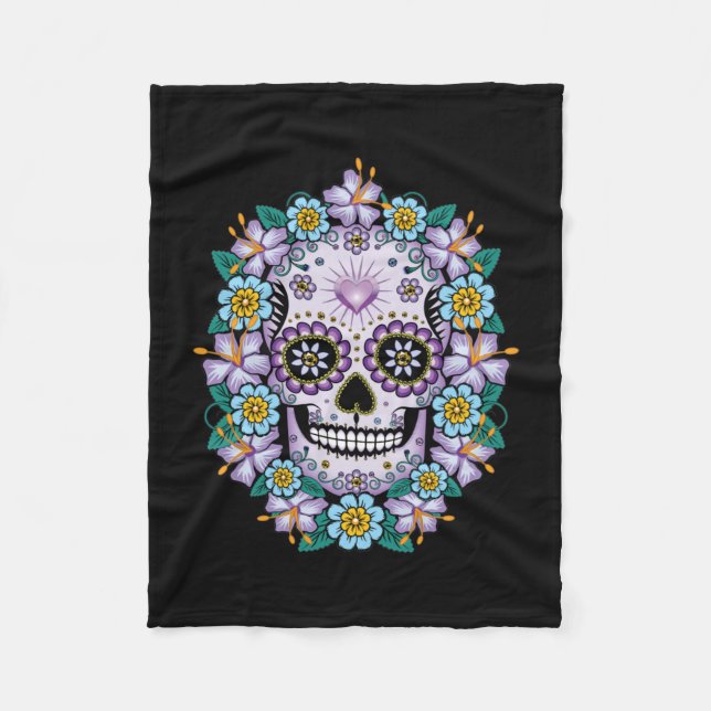 Couverture Polaire Purple Sugar Skull (Devant)