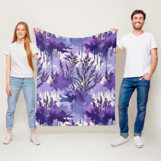 Couverture Polaire Purple Watercolor with Florals
