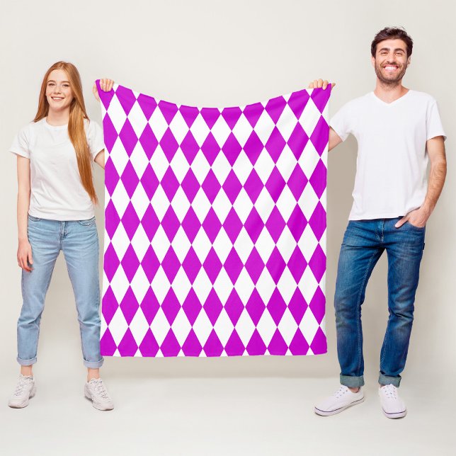 Couverture Polaire Purple White Harlequin Diamonds Checkers Design  (Créateur téléchargé)