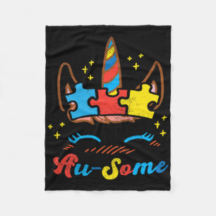 Couverture Polaire Puzzle de visage de licorne Ausome Sensibilisation