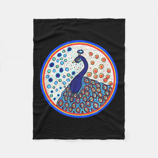 Couverture Polaire Pyrams Heart Folk Art Design - The Caribbean Peafo (Devant)