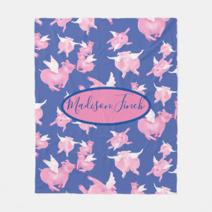 Couverture Polaire Quand les porcs volent mignon rose bleu