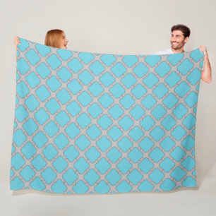 Couverture Polaire Quatrefoil bleu et gris