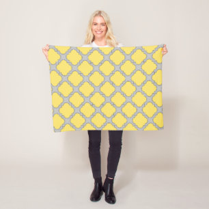 Couverture Polaire Quatrefoil jaune et gris