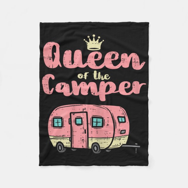 Couverture Polaire Queen Of The Camper Cute Camping Van Camp Trailer  (Devant)