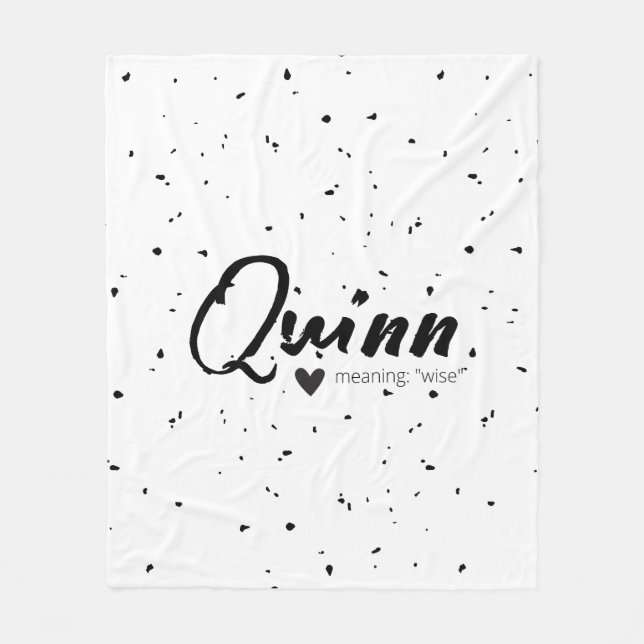 Couverture Polaire Quinn Nom Signifiant Minimal moderne Noir Blanc Ma (Devant)