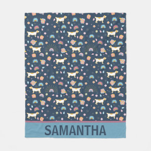 Couverture Polaire Quirky mignon Chien Rainbow Motif bleu Personnalis